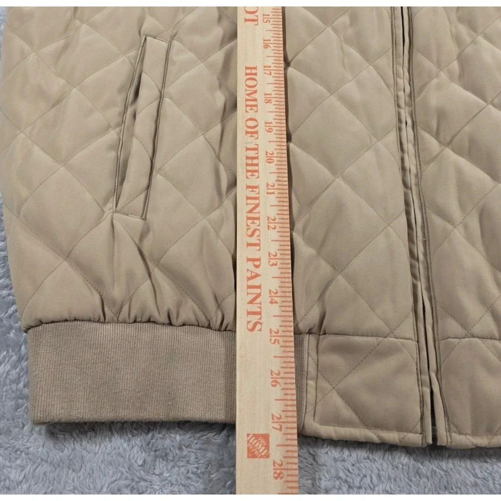 Polo Golf Ralph Lauren Quilted Bomber Jacket Tan XL Mens Houndstooth Lining